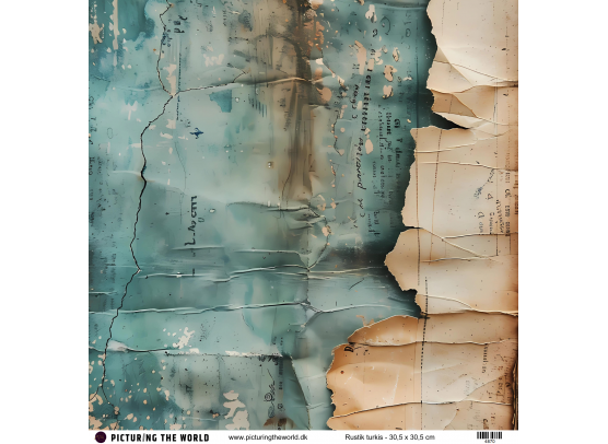 Add on Februar - EKSTRA PTW Design - Rustik Turkis 12x12 mønsterpapir - sælges kun til kitklubmedlemmer