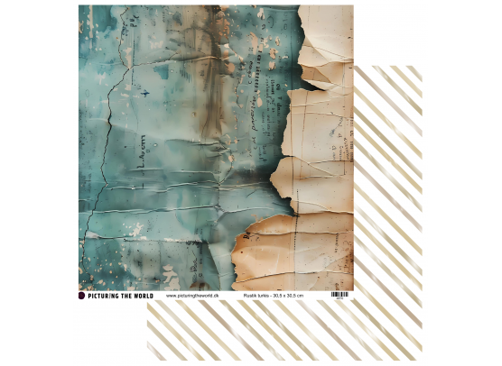 Add on Februar - EKSTRA PTW Design - Rustik Turkis 12x12 mønsterpapir - sælges kun til kitklubmedlemmer