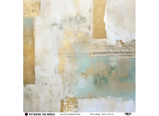 Add on Februar - EKSTRA PTW Design - Mint Collage 12x12 mønsterpapir - sælges kun til kitklubmedlemmer