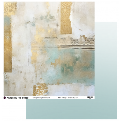 Add on Februar - EKSTRA PTW Design - Mint Collage 12x12 mønsterpapir - sælges kun til kitklubmedlemmer