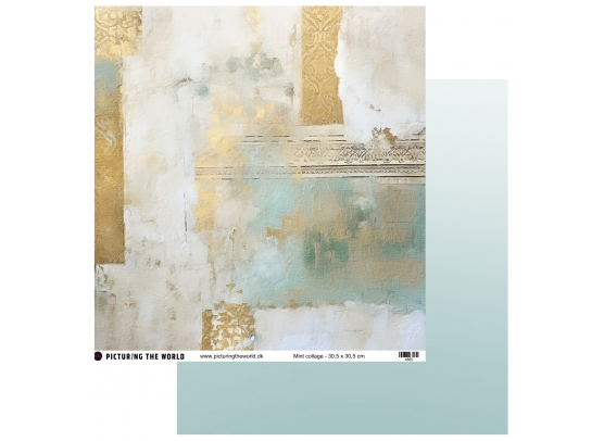 Add on Februar - EKSTRA PTW Design - Mint Collage 12x12 mønsterpapir - sælges kun til kitklubmedlemmer