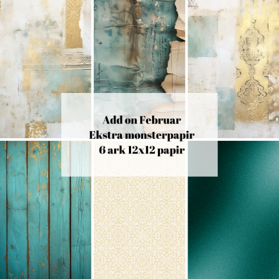 Add on Februar - EKSTRA Mønsterpapir - Sælges kun til kitklubmedlemmer