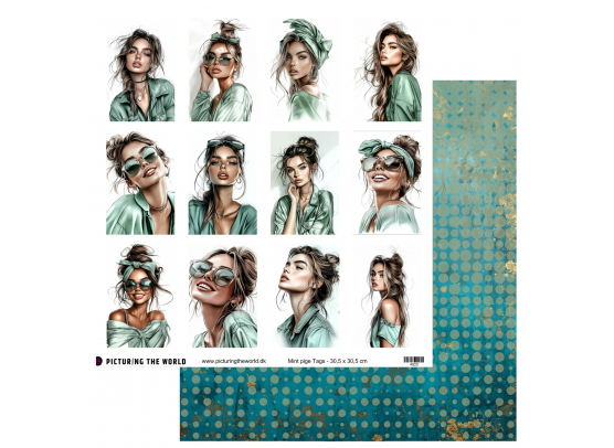 Add on Februar - EKSTRA PTW Design - Mint Pige Tags 12x12 Klippeark - sælges kun til kitklubmedlemmer