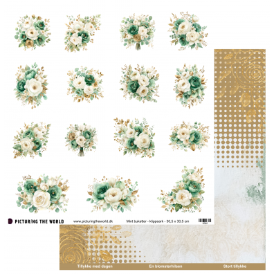PTW Design - Mint Blomsterdrømme - Mint Buketter - 12x12 klippeark