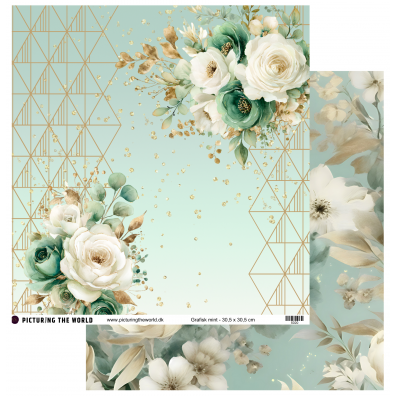 PTW Design - Mint Blomsterdrømme - Grafisk Mint - 12x12 mønsterpapir