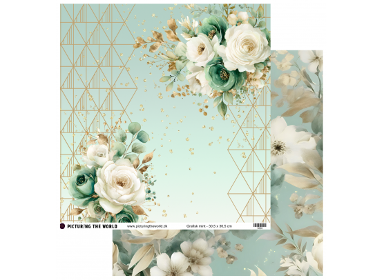 PTW Design - Mint Blomsterdrømme - Grafisk Mint - 12x12 mønsterpapir