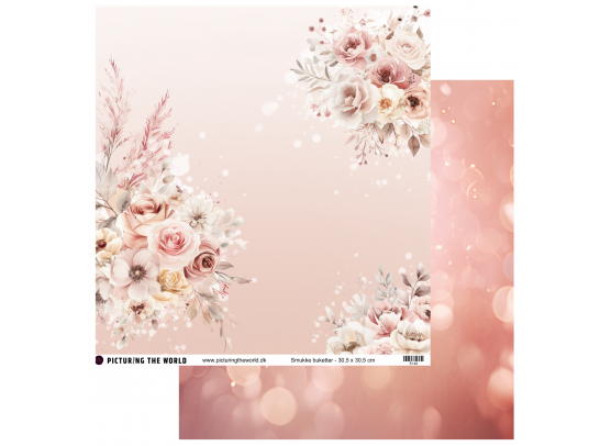 Add on Marts - EKSTRA PTW Design - Smukke Buketter 12x12 mønsterpapir - sælges kun til kitklubmedlemmer