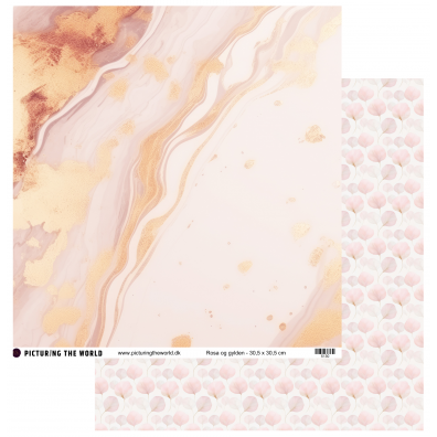 Add on Marts - EKSTRA PTW Design - Rosa og Gylden 12x12 mønsterpapir - sælges kun til kitklubmedlemmer