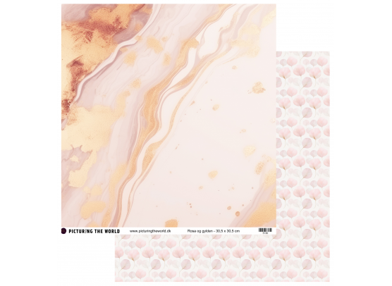 Add on Marts - EKSTRA PTW Design - Rosa og Gylden 12x12 mønsterpapir - sælges kun til kitklubmedlemmer
