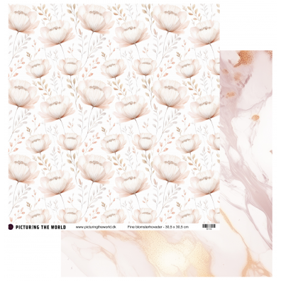 Add on Marts - EKSTRA PTW Design - Fine Blomsterhoveder 12x12 mønsterpapir - sælges kun til kitklubmedlemmer