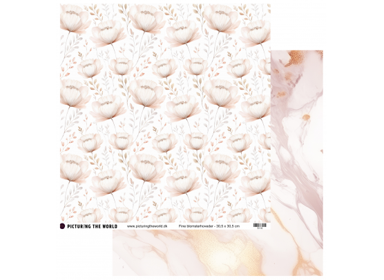 Add on Marts - EKSTRA PTW Design - Fine Blomsterhoveder 12x12 mønsterpapir - sælges kun til kitklubmedlemmer