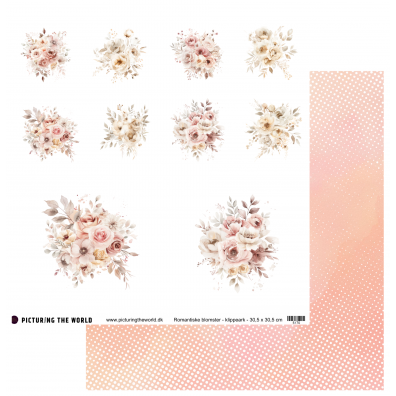 Add on Marts - EKSTRA PTW Design - Romantiske Blomster 12x12 Klippeark - sælges kun til kitklubmedlemmer