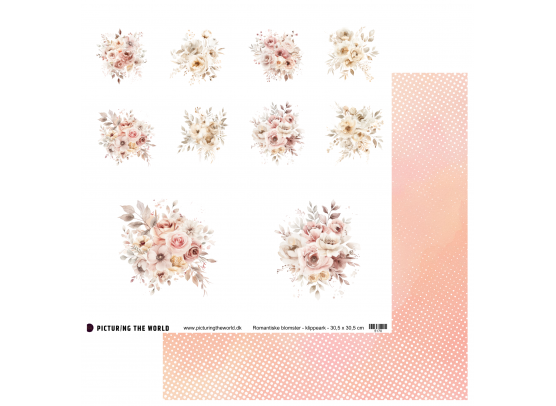 Add on Marts - EKSTRA PTW Design - Romantiske Blomster 12x12 Klippeark - sælges kun til kitklubmedlemmer