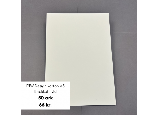 Add on Marts - PTW Design - Karton A5 - 240 g. - Brækket hvid - 50 stk.