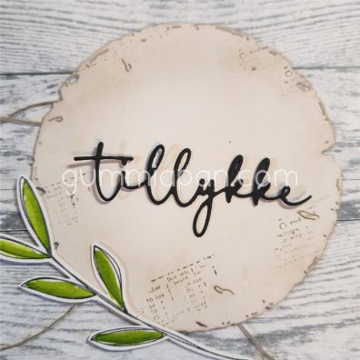 Gummiapan Dies - Tillykke (ca. 67,5 x 26 mm)