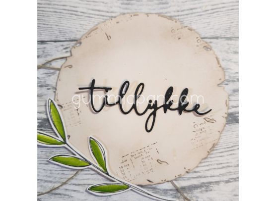 Gummiapan Dies - Tillykke (ca. 67,5 x 26 mm)