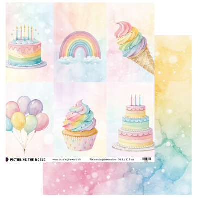 Add on April - EKSTRA PTW Design - Fødselsdagsdekoration 12x12 mønsterpapir - sælges kun til kitklubmedlemmer