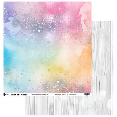 Add on April - EKSTRA PTW Design - Regnbue Disko 12x12 mønsterpapir - sælges kun til kitklubmedlemmer