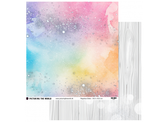 Add on April - EKSTRA PTW Design - Regnbue Disko 12x12 mønsterpapir - sælges kun til kitklubmedlemmer