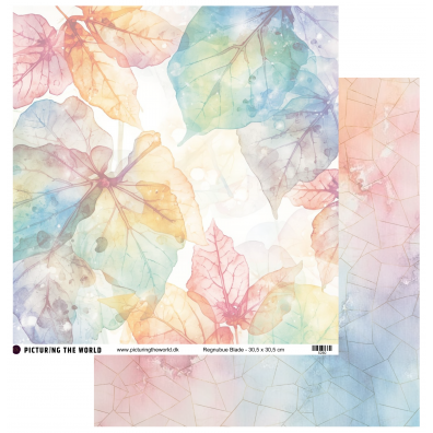 Add on April - EKSTRA PTW Design - Regnbue Blade 12x12 mønsterpapir - sælges kun til kitklubmedlemmer