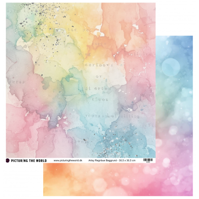 Add on April - EKSTRA PTW Design - Artsy Regnbue Baggrund 12x12 mønsterpapir - sælges kun til kitklubmedlemmer