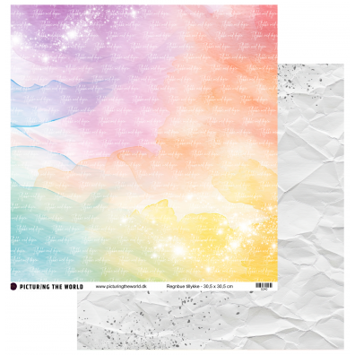 Add on April - EKSTRA PTW Design - Regnbue Tillykke 12x12 mønsterpapir - sælges kun til kitklubmedlemmer