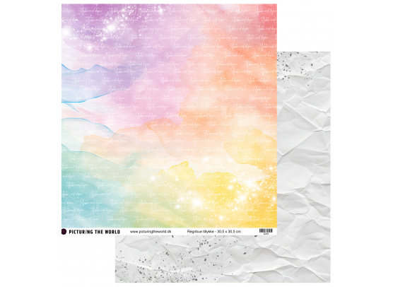 Add on April - EKSTRA PTW Design - Regnbue Tillykke 12x12 mønsterpapir - sælges kun til kitklubmedlemmer