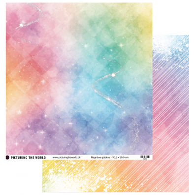 Add on April - EKSTRA PTW Design - Regnbue Galakse 12x12 mønsterpapir - sælges kun til kitklubmedlemmer