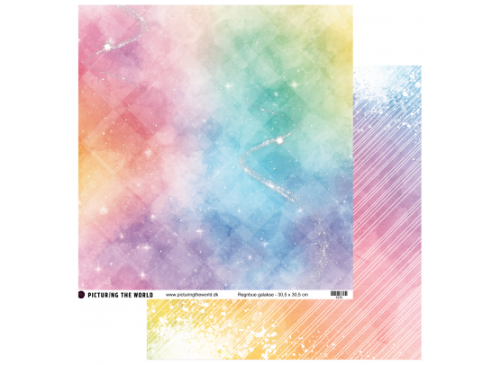 Add on April - EKSTRA PTW Design - Regnbue Galakse 12x12 mønsterpapir - sælges kun til kitklubmedlemmer