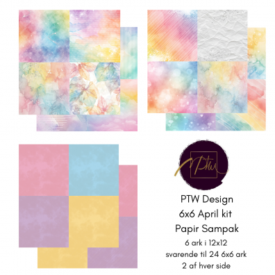Add on April - PTW Design - 6x6 April Kit 2026 Papirsampak - 6 ark 12x12 - Sælges kun til kitklubmedlemmer