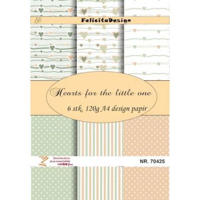 Felicita Design - A4 Design Papir - Hearts for the Little One - 6 ark
