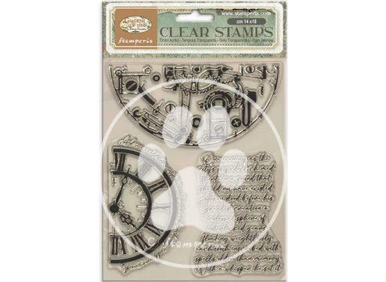 Stamperia Clear Stamp - Gardens of Time - Half Clocks and Writtings