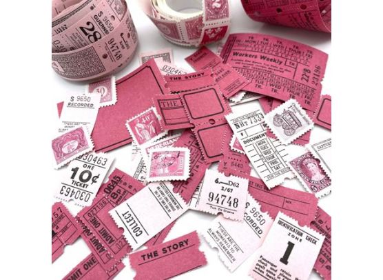 49 And Market - Color Swatch Ticket Essentials - Perforated Tickets and Stamps - 3 Rolls - Blossom