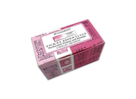 49 And Market - Color Swatch Ticket Essentials - Perforated Tickets and Stamps - 3 Rolls - Blossom