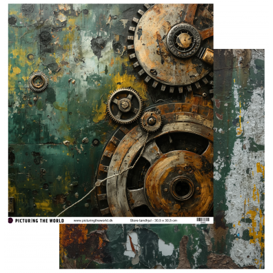 Add on Maj - EKSTRA PTW Design - Store Tandhjul12x12 mønsterpapir - sælges kun til kitklubmedlemmer