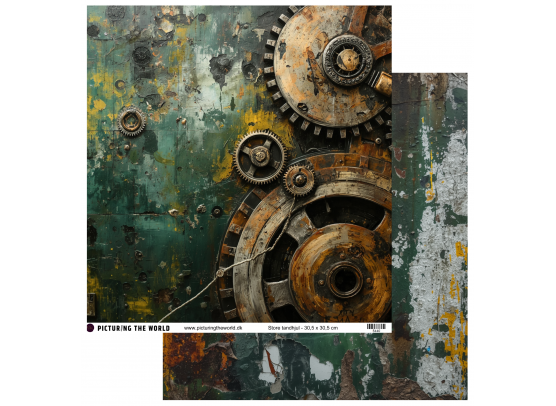 Add on Maj - EKSTRA PTW Design - Store Tandhjul12x12 mønsterpapir - sælges kun til kitklubmedlemmer