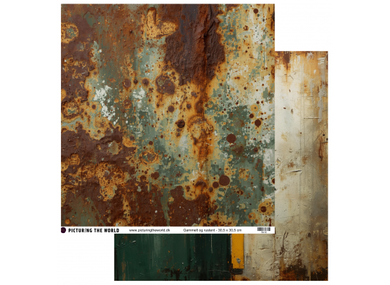 Add on Maj - EKSTRA PTW Design - Gammelt og Rustent 12x12 mønsterpapir - sælges kun til kitklubmedlemmer