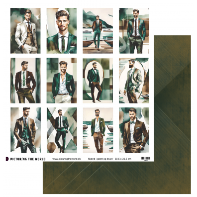 Add on Maj - EKSTRA PTW Design - Mænd I Grønt og Brunt 12x12 Klippeark - sælges kun til kitklubmedlemmer