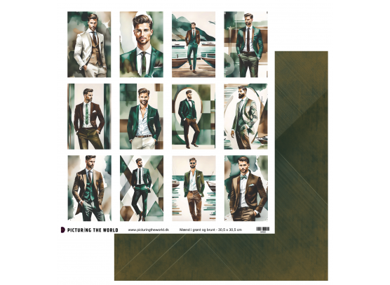 Add on Maj - EKSTRA PTW Design - Mænd I Grønt og Brunt 12x12 Klippeark - sælges kun til kitklubmedlemmer