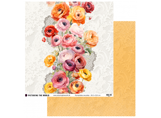 Add on Juni - EKSTRA PTW Design - Romantiske Ranunkler 12x12 mønsterpapir - sælges kun til kitklubmedlemmer