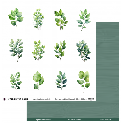 Add on Juni -PTW Design - Farverige Blomster - Store Grønne Blade - 12x12 klippeark