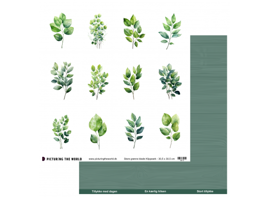 Add on Juni -PTW Design - Farverige Blomster - Store Grønne Blade - 12x12 klippeark