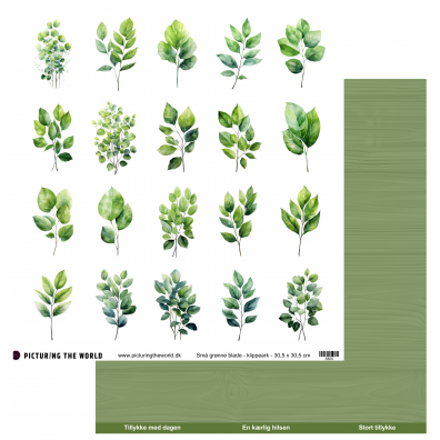 Add on Juni -PTW Design - Farverige Blomster - Små Grønne Blade - 12x12 klippeark
