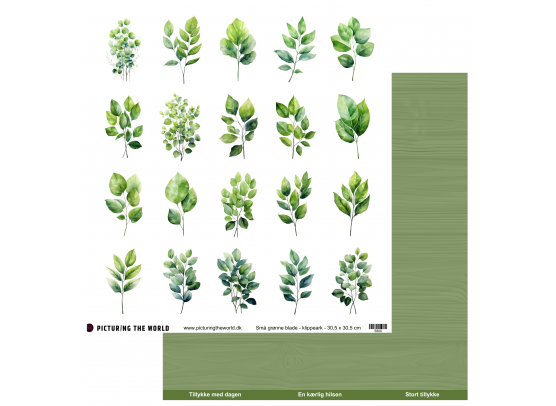 Add on Juni -PTW Design - Farverige Blomster - Små Grønne Blade - 12x12 klippeark