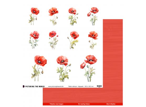 Add on Juni -PTW Design - Farverige Blomster - Varme Valmuer - 12x12 klippeark
