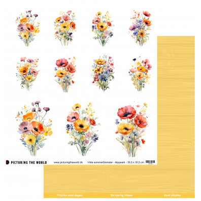 Add on Juni - PTW Design - Farverige Blomster - Varme Valmuer - 12x12 klippeark