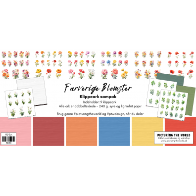 Add on Juni - PTW Design - Farverige Blomster - Klippeark Sampak - 9 ark