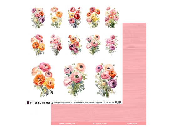 Add on Juni - PTW Design - Farverige Blomster - Klippeark Sampak - 9 ark
