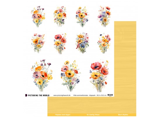 Add on Juni - PTW Design - Farverige Blomster - Klippeark Sampak - 9 ark
