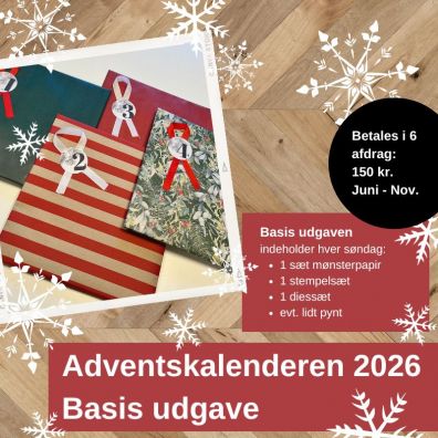 Adventskalender 2026 - Basis udgave - inkl. mønsterpapir, stempler og dies - betales i november ved afsendelse